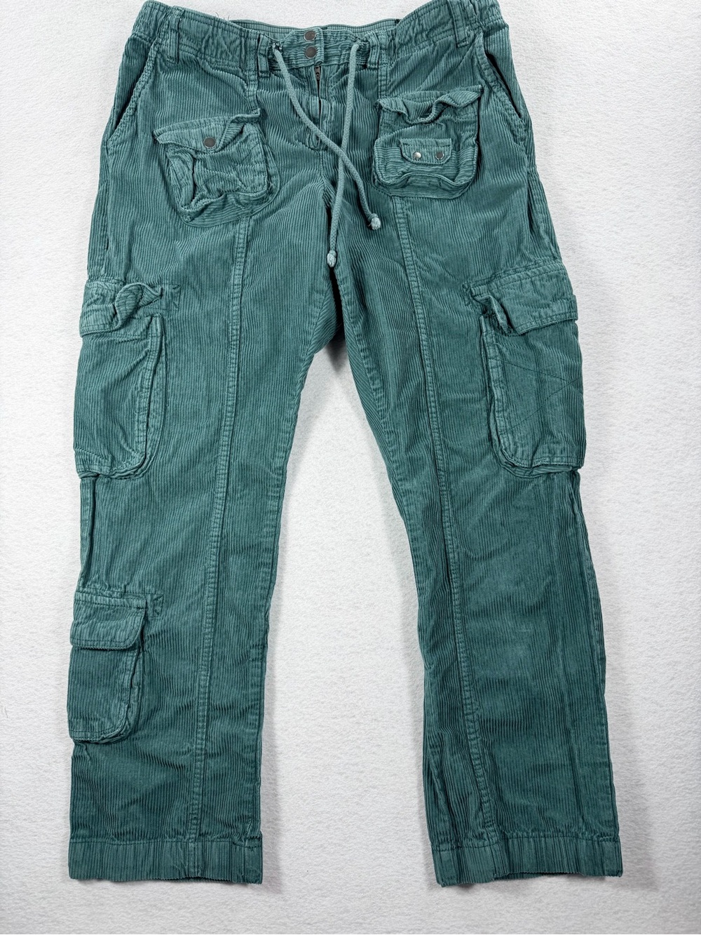 Free People Tahiti Teal Green Corduroy Cargo Pants